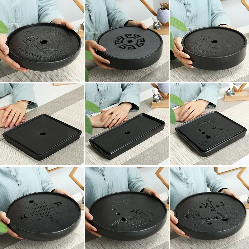 

New arrival square and round ceramic tea tray kung fu tea table Chinese tea Room ceremony tools Tea Board