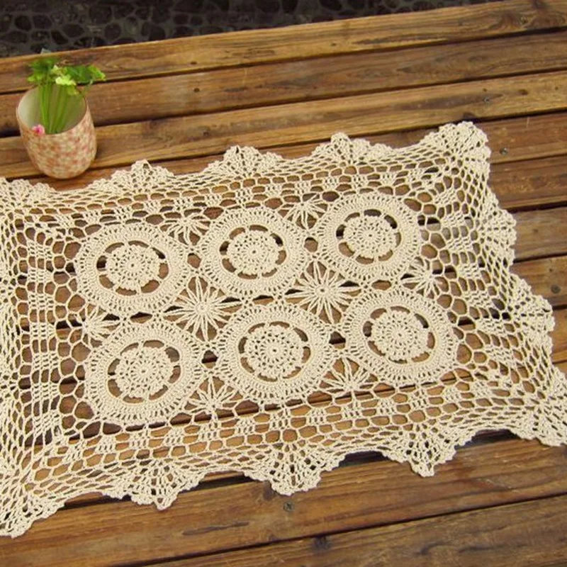 Crocheted Doilies 35x50cm (12X18 inches) Vintage Place Mat Handmade Crochet Lace Table Mat