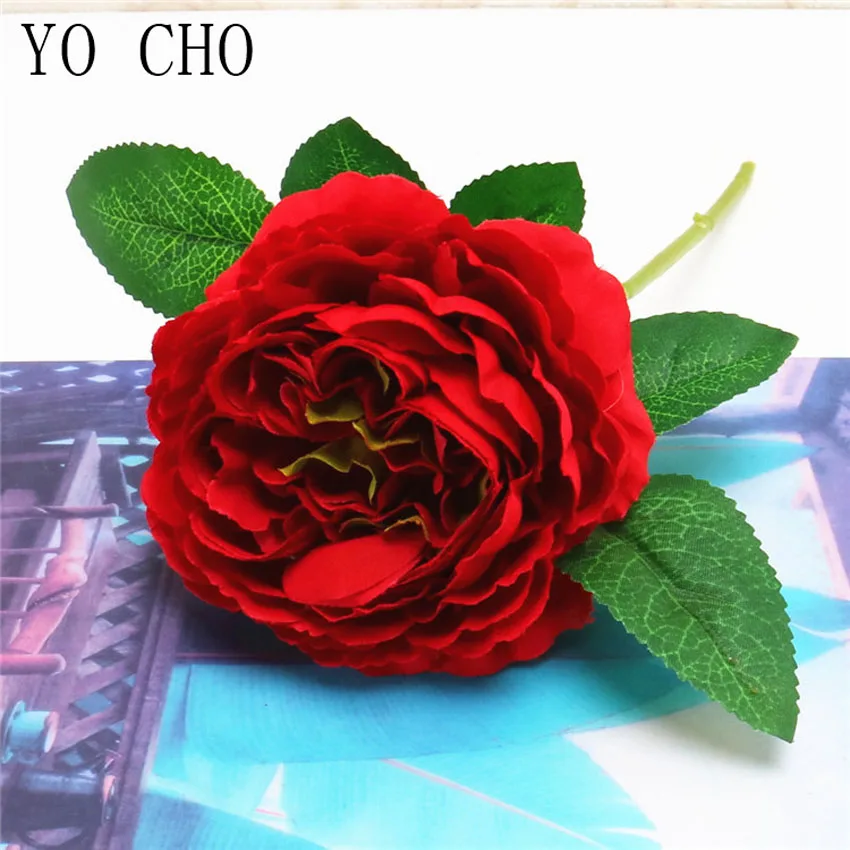 YO CHO  Artificial Silk Peony Flowers Bouquet  Fake Flowers  Real Touch  High Quality  Small  White  Wedding  Home   Party Decor