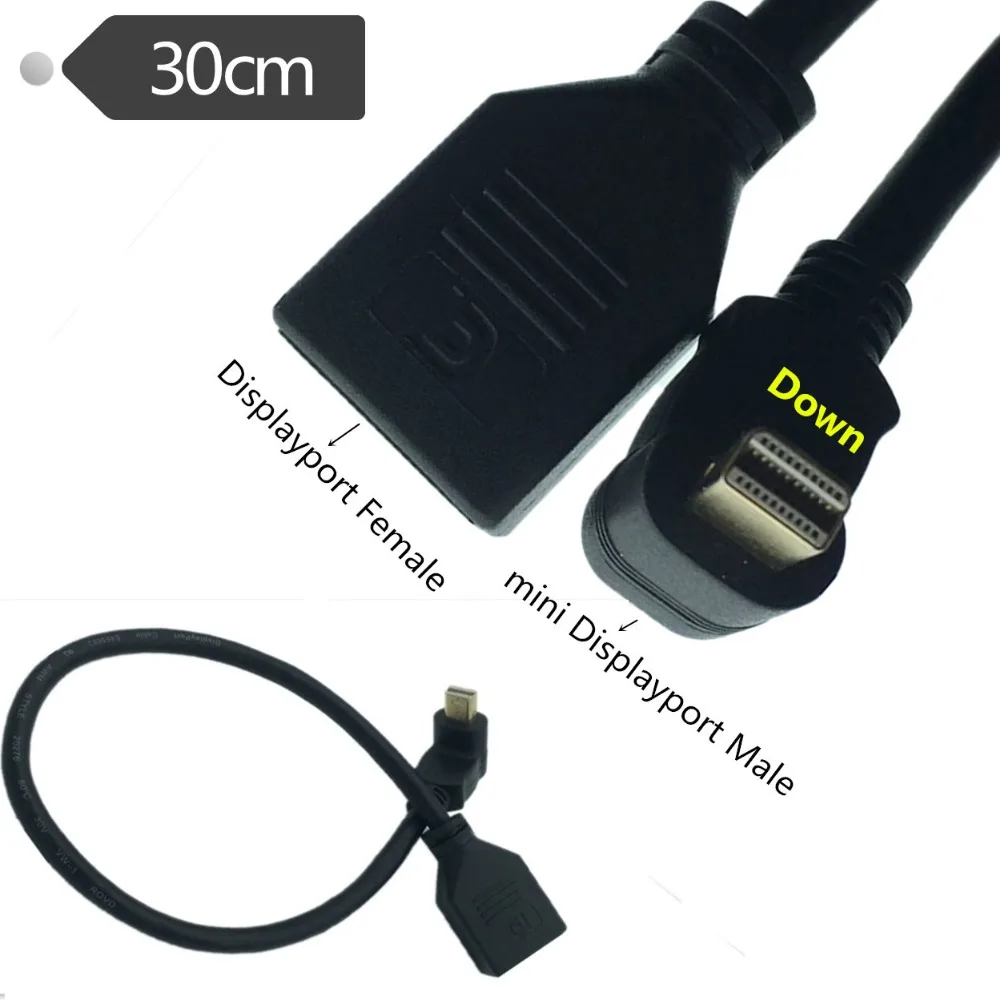 30 ซม. TB Mini DisplayPort ไปยัง DisplayPort หญิงอะแดปเตอร์แปลงสายเคเบิล DP ชาย DP 0.3 ม