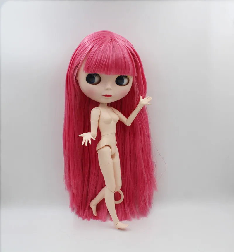 

Blygirl,Blyth doll,With straight, magenta bangs, 1/6 nude dolls, 19 joints, and a new face shell doll, you can give her makeup