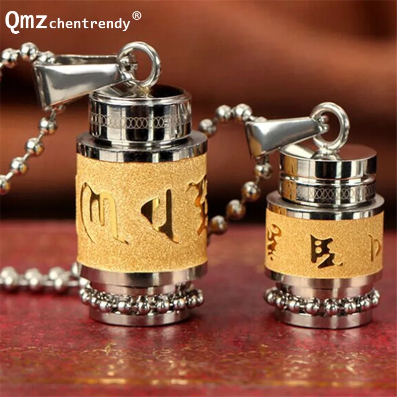 

Openable Storage Case Titanium Steel Buddhism Jewelry Surangama Mantra Rotatable Pendant Sanskrit Amulet Necklace Prayer Wheel