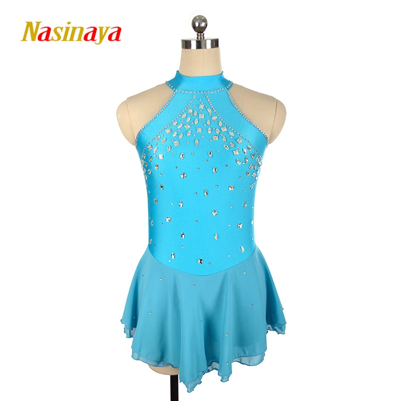 

Women's Children's Rhythmic Gymnastics Sky Blue Performance Dress Figure Skating Dress Customized Competition Training Dress