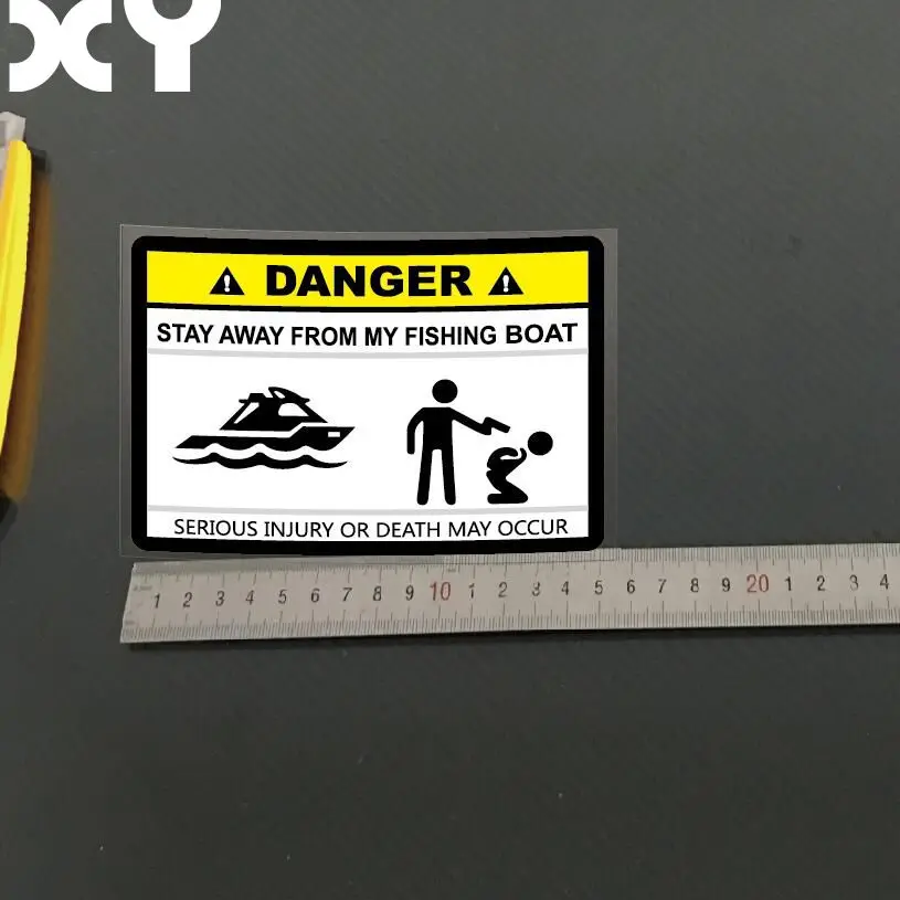 XY Funny Warning DANGER Fishing Sticker Outdoor Fishing Car Stickers for Sailboat Motorboat and So On