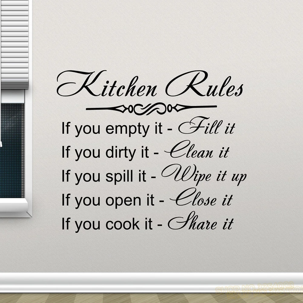 

Kitchen Rules Wall Decal Decor Sign Quote Vinyl Sticker Poster Home Gifts Removable Art Mural Home Decoration Wall Decals L876