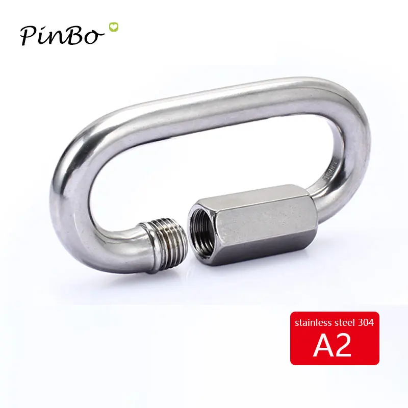 20 stücke 4mm 304 Edelstahl M4 Kette Quick Link Marine Oval Gewinde Karabiner Kette Stecker