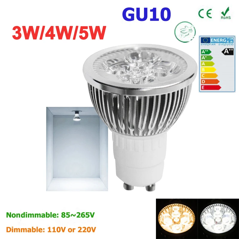 

Super Bright 3W 4W 5W GU10 LED Bulbs Light 110V 220V Dimmable Led Spotlights warm/ cold white Natural White lamps for home