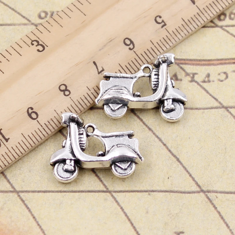 10pcs Charms Motorcycle Scooter Electric Cars 13x23mm Tibetan Silver Color Pendants Antique Jewelry Making DIY Handmade Craft