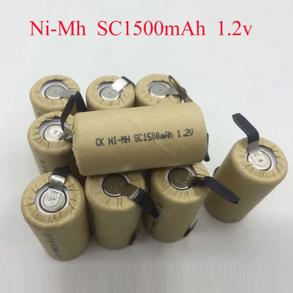 75  SORAVESS 10-20PCS SC1500mAh Ni-Mh Battery 1.2V Ni Mh SC Rechargeable Batteries With Welding Tabs Points For Charging Drill