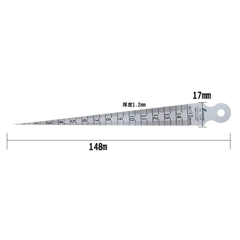 SHINWA Gap Ruler Wedge Feeler Stainless Steel Hole Ruler Aperture Gauge Tapered Ruler Inner