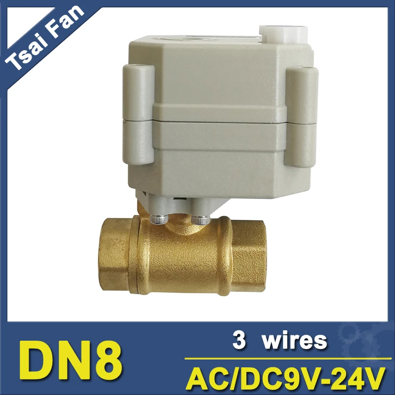 

TF8-B2-B 1/4'' (DN8) 2 Way Brass Electric Shut Off Valve With Manual Override 3 wiers 2 control Electric Valve