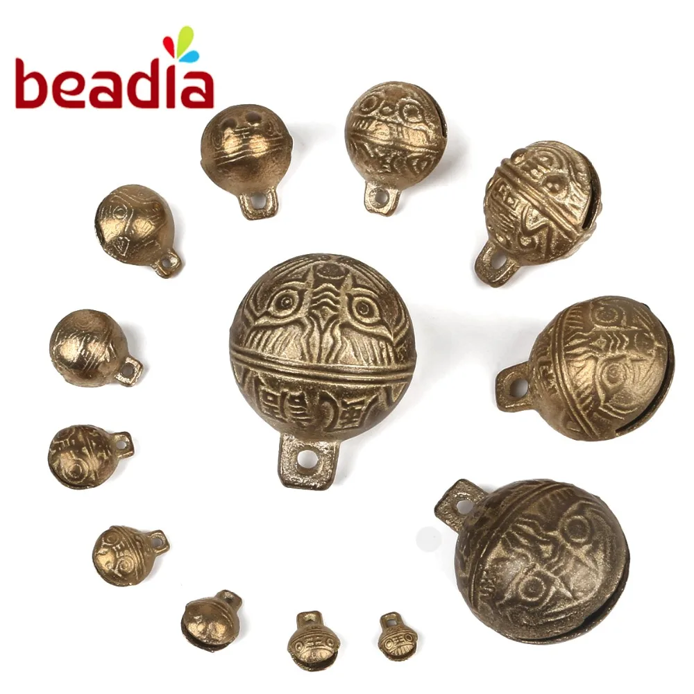 Multi-size Brass Vintage Style Copper Good Luck Small Jingle Bell Pendant For Pet Decor Bracelet Anklet Jewelry DIY Making