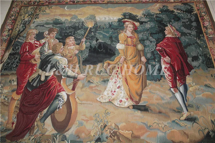 Free shipping 100% Woolen Aubusson Tapestry Gobelin carpet 100% handmade Tapestry Museum Collection Item Do Not Miss