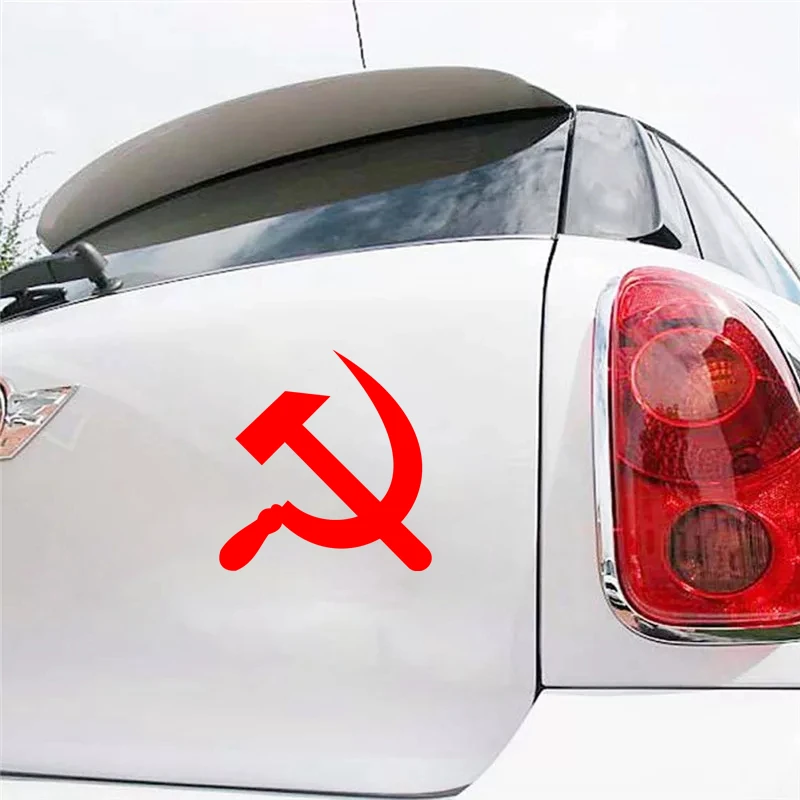 CS-1011#15*15cm hammer and sickle USSR funny car sticker vinyl decal white/black for auto car stickers styling car decoration