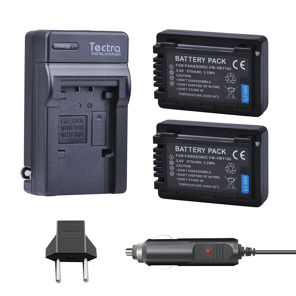 

2PCS VW-VBY100 VBY100 Li-ion Camera Battery + Digital Charger for HC-V130 HC-V130K HC-V201 HC-V201K HC-V110 HC-V110K