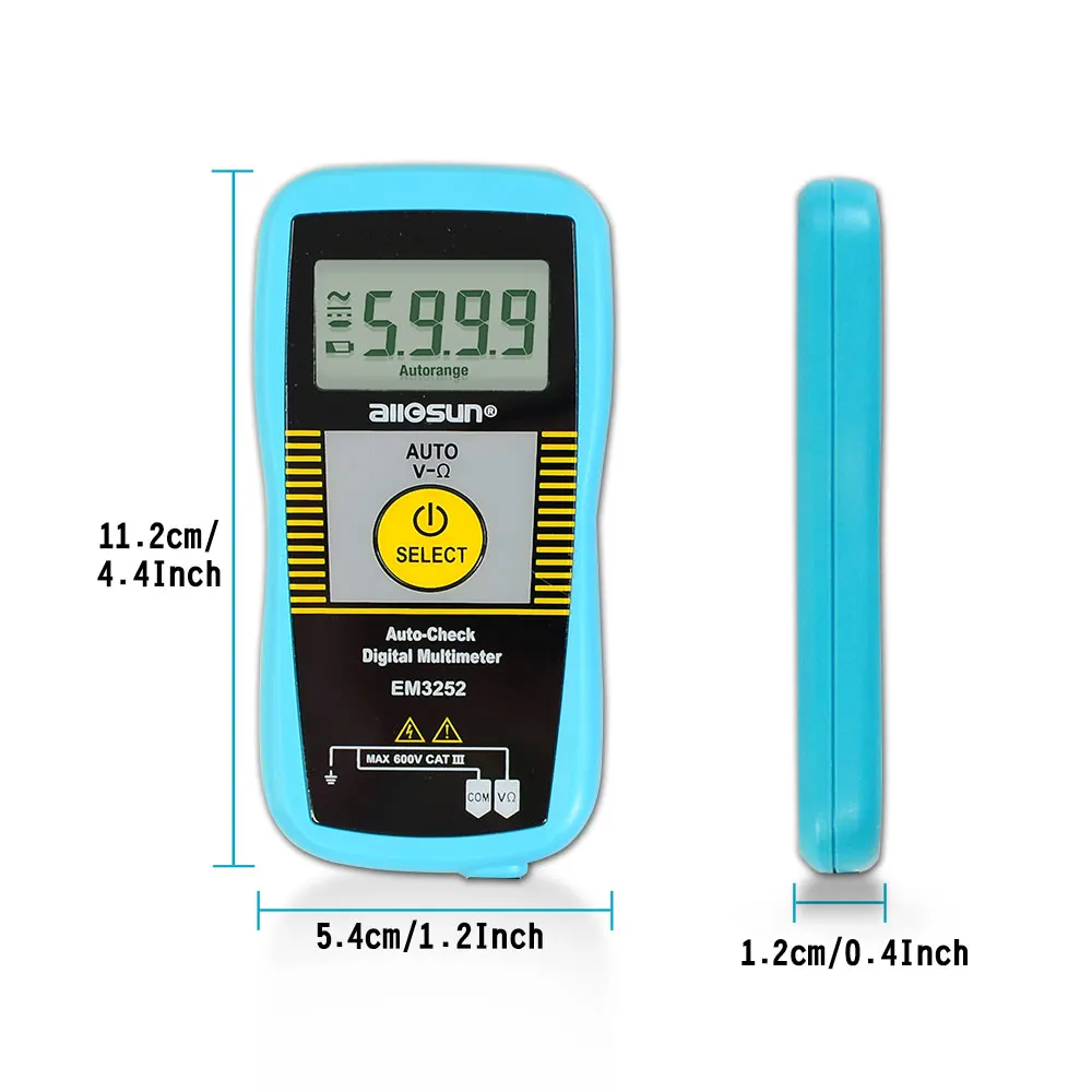 ALL SUN EM3252 Auto Ranging Pocket Digital Multimeter 7-Modes Voltage Resistance Frequency Capacitance Continuity Tester