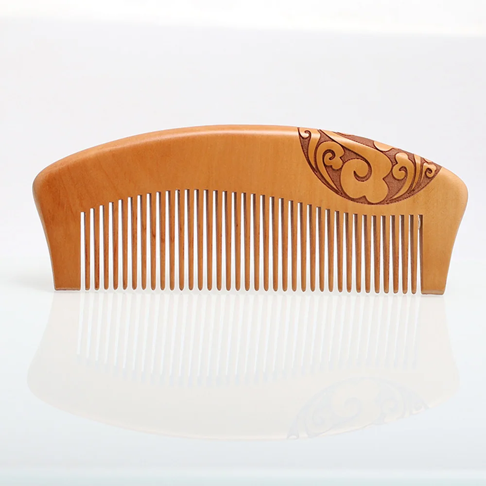 20PC Carved handle peach comb wholesale hair carved wooden comb boutique custom lettering advertising supplies comb 150*55*12mm