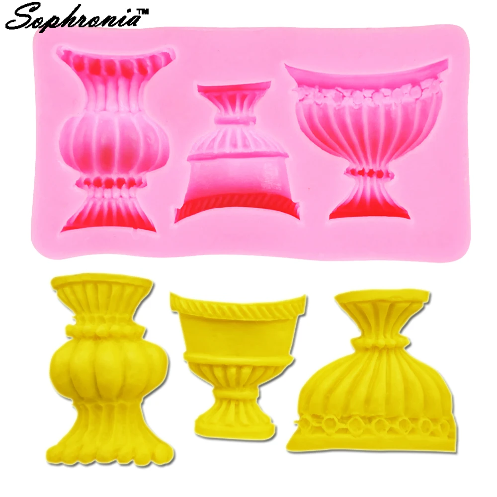 

10pcs/set M360 European Flower Vase Silicone Fondant 3D Cake Mold Cupcake Candy Chocolate Decoration Baking Tool 12.5*6.7*1.9cm