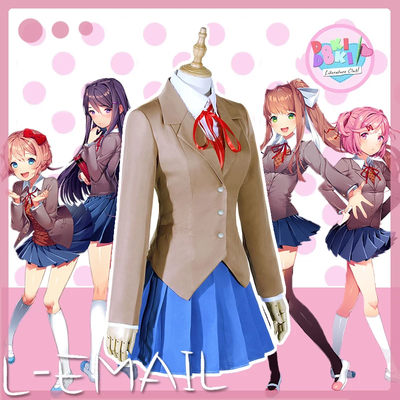 Sayori Yuri Natsuki Monika Cosplay Costume Doki Doki Literature Club Cosplay School Uniform Anime Halloween Costumes For Women