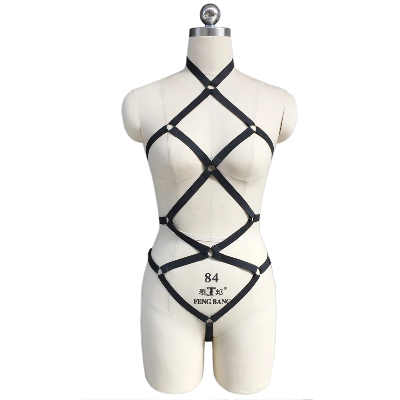 Full Body Cage Harness Elastic Body Bondage Lingerie Close-fitting Harajuku Bodysuit Fetish Wear Harness Dress Adjustable N0080