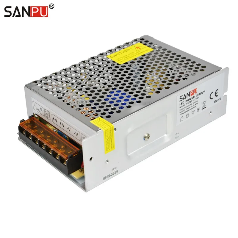 SANPU SMPS 250w 24v LED Power Supply 10a Constant Voltage Switch Driver 220v 230v ac/dc Lighting Transformer Indoor Use No Fan