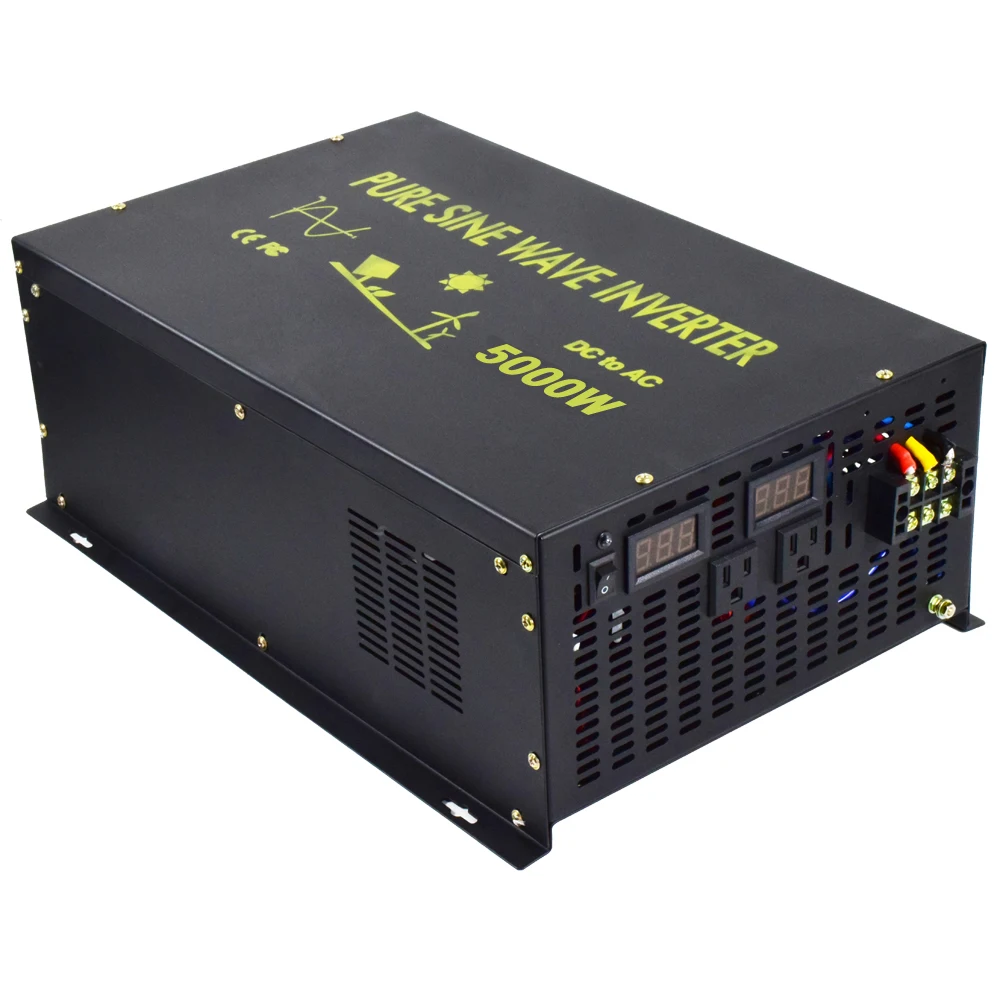 5000W Pure Sine Wave Solar Inverter 12 220 Car Power Inverter Motor Converter Power Supply 12V/24V/48V DC to 120V/220V/240V AC