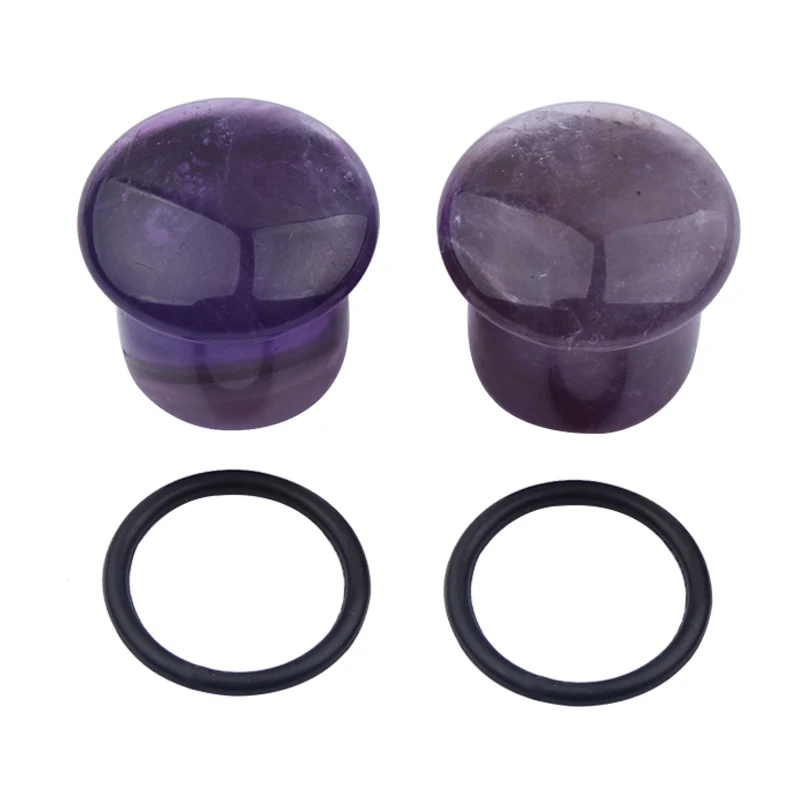 Natural Purple Stone Piercing Flesh Ear Stretchers Plugs and Tunnels Single Flare Ear Expander Gauges Kit Piercing Body Jewelry