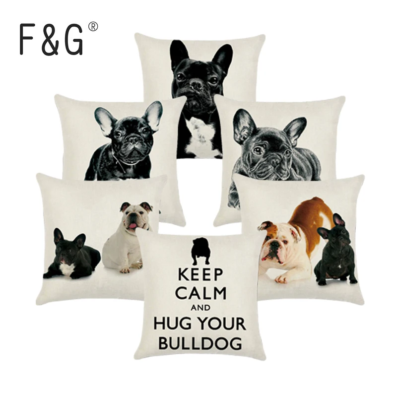 

Cute French Bulldog Cushion Cover Home Decorative Pillows Cover Sofa Car Cojines Animals Dog Pattern Pillow Case Home Decoration