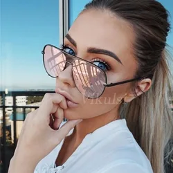 Nowe markowe modne okulary przeciwsłoneczne damskie ponadgabarytowe okulary przeciwsłoneczne pilotki dla kobiet luksusowe odcienie 2019 nowe Lunettes Femme UV400