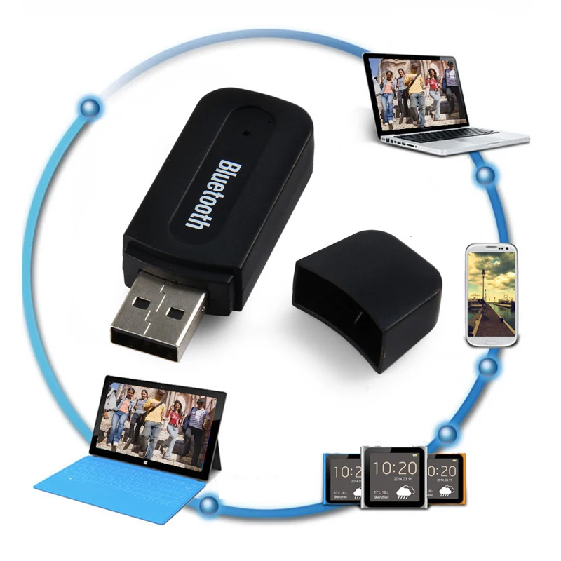 VAORLO 미니 휴대용 오디오 블루투스 수신기, 무선 USB 음악 어댑터, 자동차 AUX 홈 스피커 전화용 A2DP 동글, 3.5mm 잭