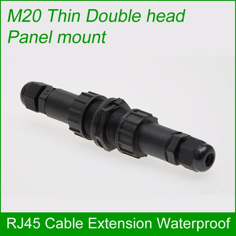 M20 double head IP67 Protect RJ45 Interface Ethernet waterproof connector Outdoor network cable joint panel mount DHL 10 units