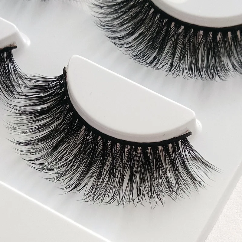 3D Mink Eyelashes 100% Cruelty free Cross thick False Eyelashes Luxury handmade 3D strip silk Lashes Natural 3pair/set