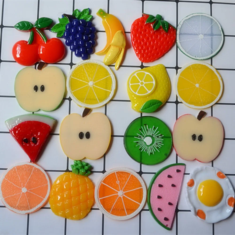 

100pcs/lot 3D resin summer series fruit lemon watermelon apple banana crafts for headwear hair phone decorates DIY accessories