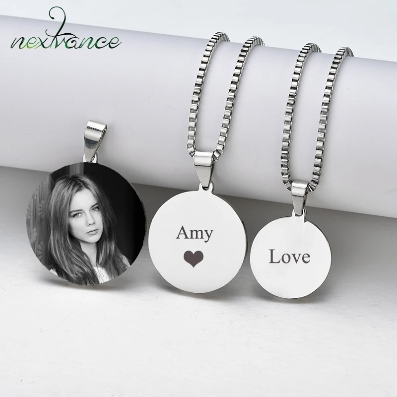 Nextvance – collier gravé personnalisé avec nom et Photo, souvenir rond pour femmes, amoureux, cadeau d'animal de compagnie