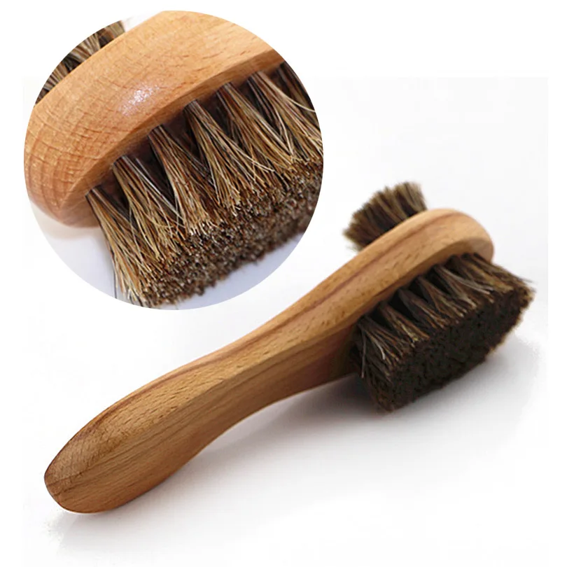 30 Pcs Horse hair double-sided long-handled shoe brush polishing shoe polish shoe brush scrub hair fur brush  Leather Cleaning