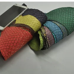 1pcs Colorful carp fish skin leather piece multi color DIY bag belt shoes accessories 25x10cm