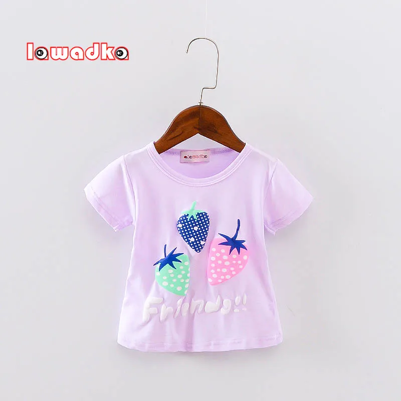 New Sport Baby Girls Boys t-shirt Short Sleeve Strawberry Pattern t-shirts for Girls Cotton Children Clothes Summer