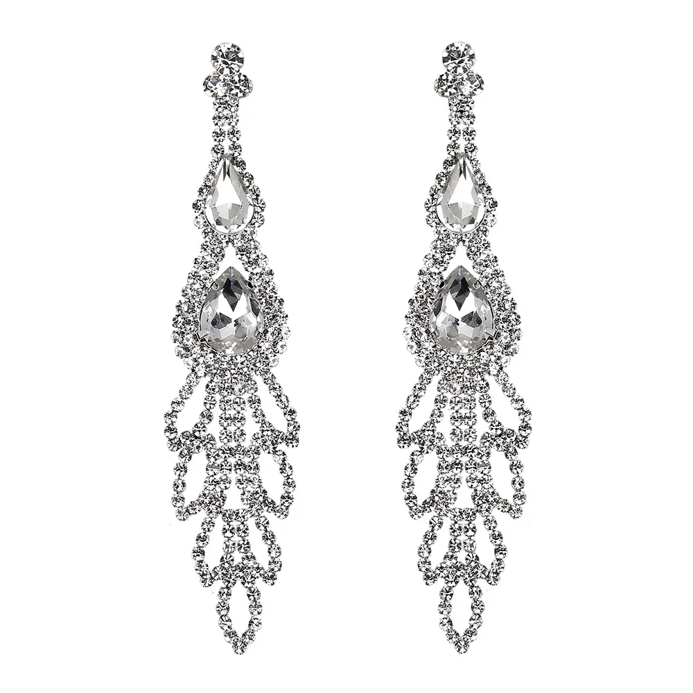 TREAZY Large Statement Earrings for Women Rhinestone Crystal Floral Long Drop Dangle Earrings 2019 Bridal Wedding Party Jewelry