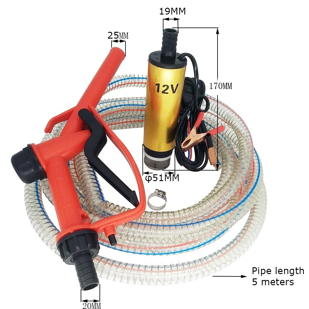 Diesel Oil Fuel Pump 12V 24V Dispenser Refueling Gun Combination Set Electric Submersible Pump with 5 Hose