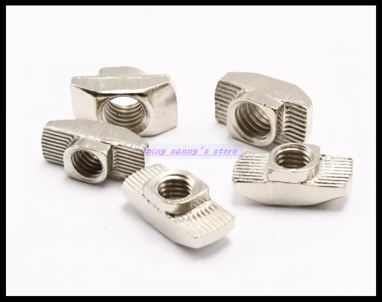 200Pcs  45series M6 Hammer Nut Aluminum Connector T Fastener Sliding Nut Nickel Plated Carbon Steel for 4545 Aluminum Profile