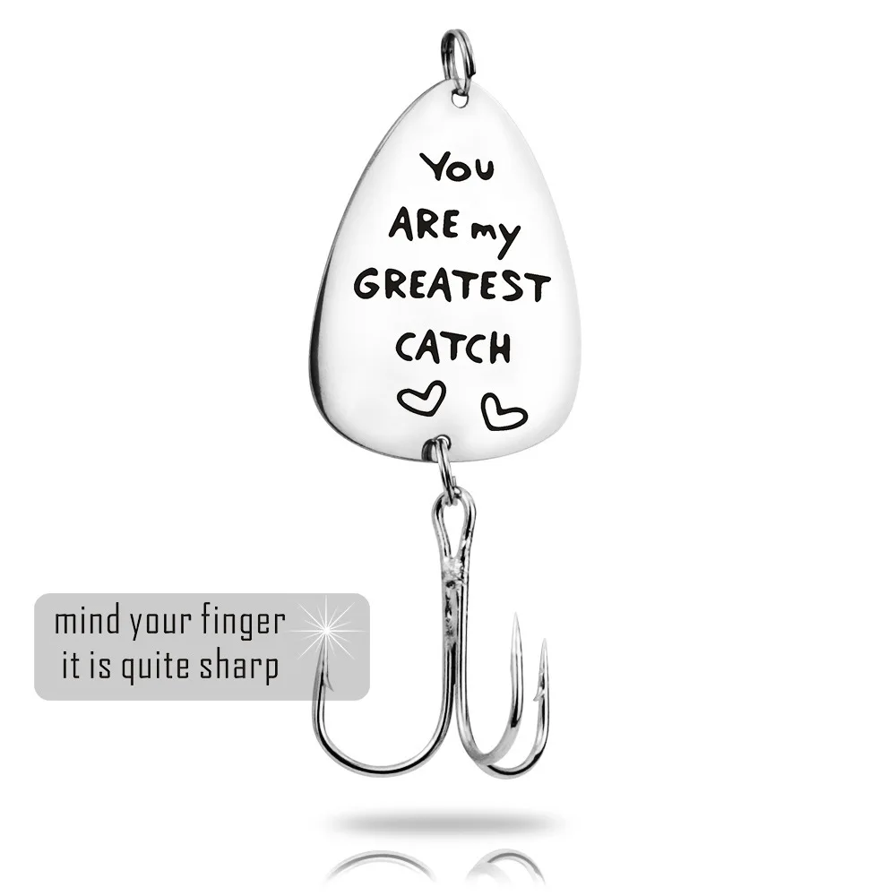 MYLONGINGCHARM You are My Greatest Catch Fishing Gift Fishing Lure Stainless Steel Key Ring Fish Hook Pendant G3371