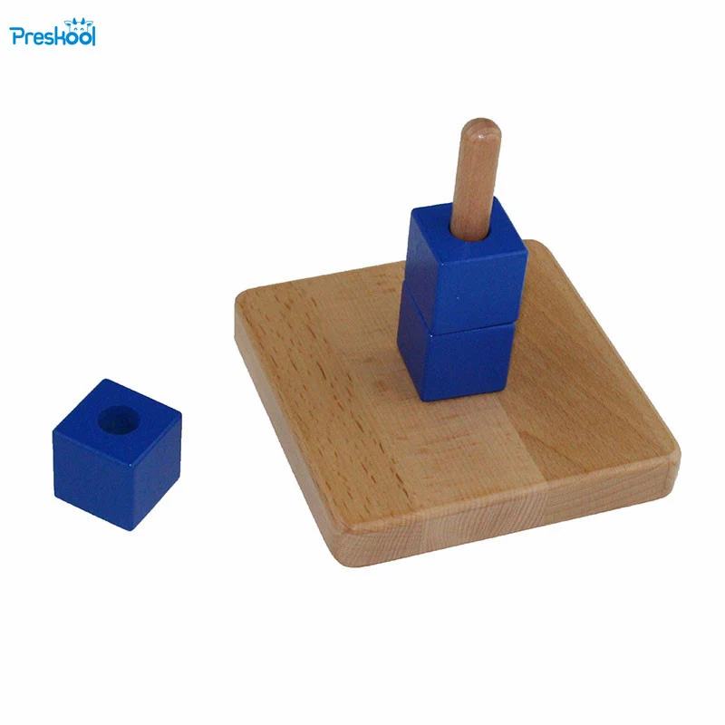 Montessori infant Toy Baby Wood Blue Cube Socket Learning Educational Preschool Training Brinquedos Juguets 24 months