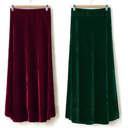 TIYIHAILEY-Women's Velour Pleated Velvet Skirt, Long Maxi, A-Line, Elastic Waist, Customer Made,XS-10XL, New, Winter
