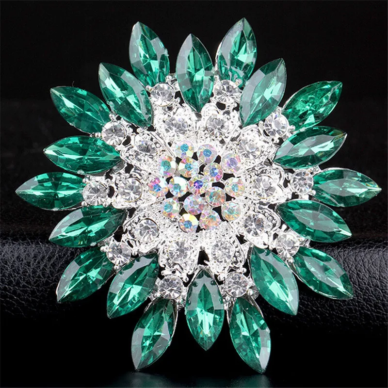 DIEZI Korean New Bouquet Colorful Charm Brooch Jewelry Red Flower Crystal Rhinestone Bride For Wedding Brooch Pins Women Brooch