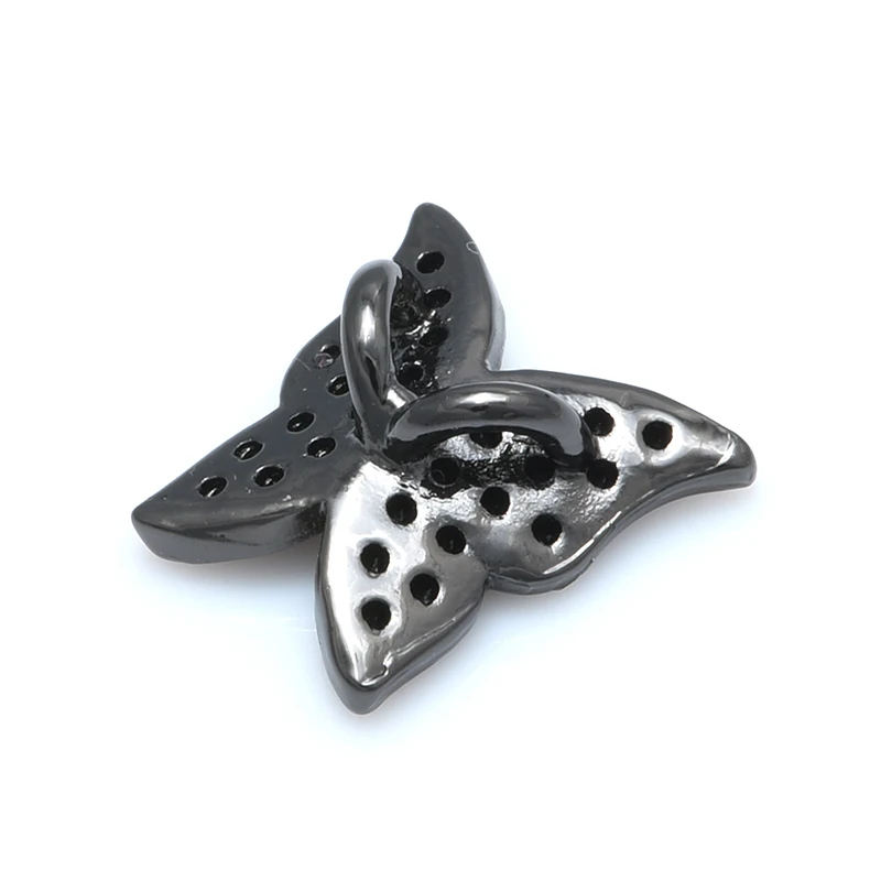 1PCS 10mm Black Cubic Zirconia Butterfly Charms Pendants Beads for DIY Handmade Jewelry Bracelet Necklace Making