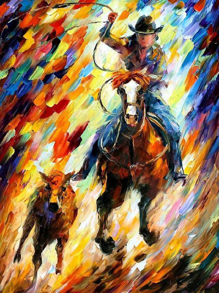 

Professional Painter Hand Painted High Quality Western Cow Boy Oil Painting On Canvas Modern Abstract Cowboy Canvas Painting