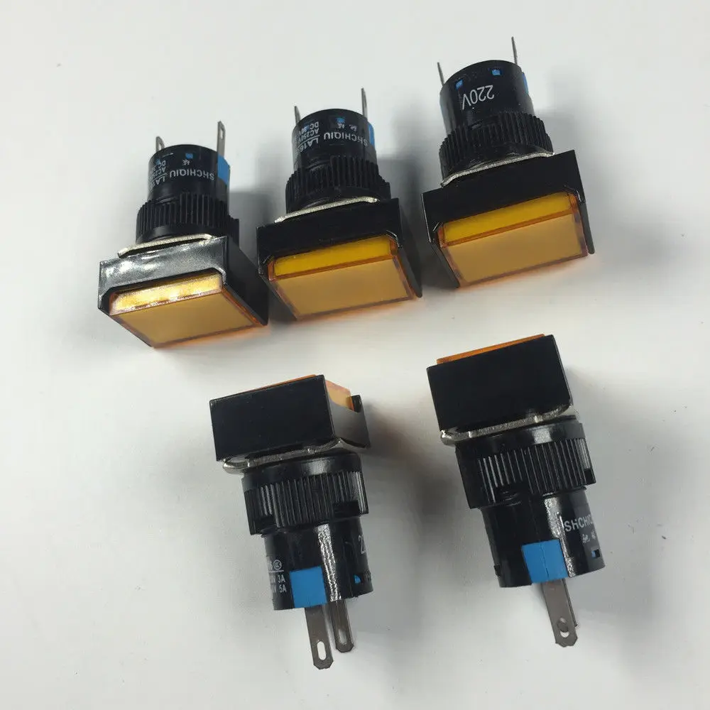 5 pz rettangolo tipo 2 pin indicatore luminoso luci di segnalazione incidente 12V 24V 220V rosso bianco verde blu giallo