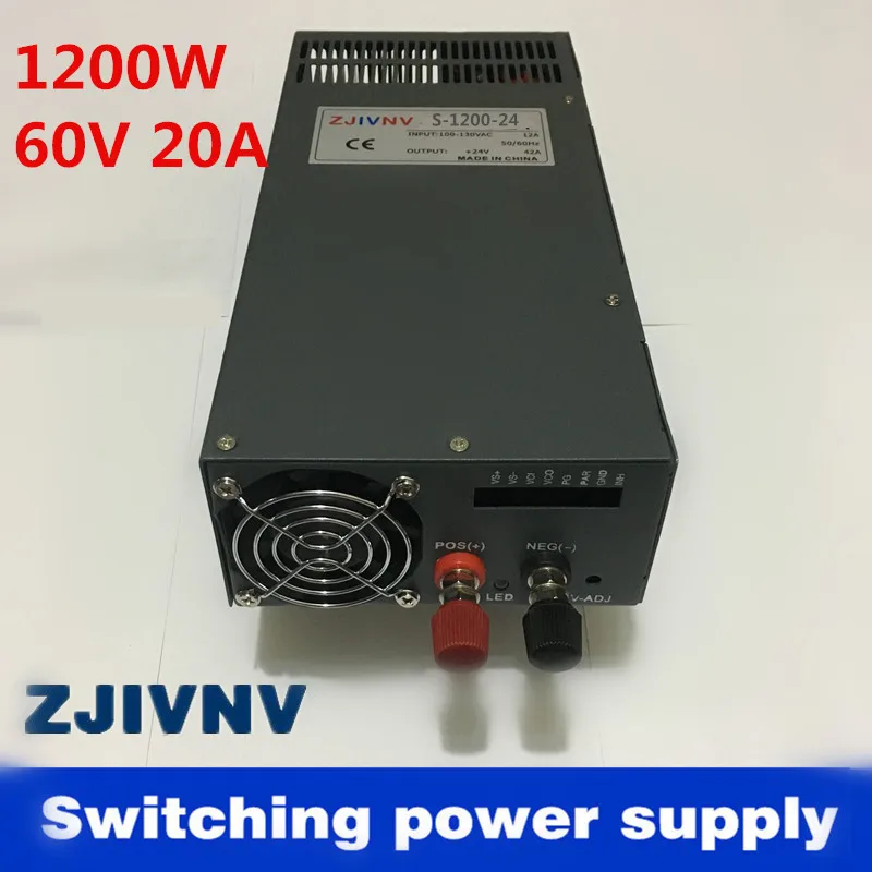 New! high quality 1200W 60V 20A 220vac or 110vac  INPUT Single Output Switching power supply for LED Strip light AC to DC smps