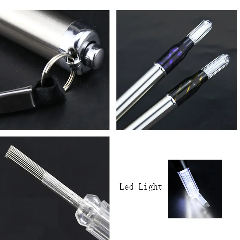 Led Light Round Flex Needle Lock-Pin Device Manual Permanent Makeup Embroidered Eyebrow Tattoo Pen Tebori Microblading Pen