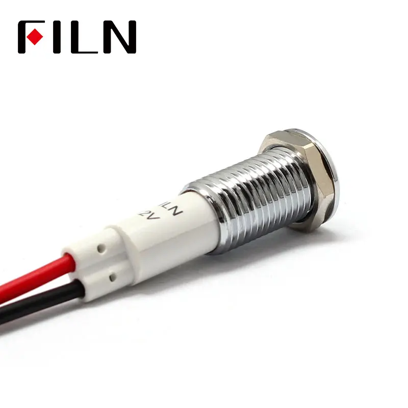 FILN 10mm Car dashboard fault flag symbol silver led red yellow white blue green 12v led indicator light with 20cm cable